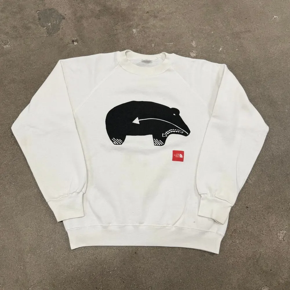 RARE VINTAGE 80S NORTH FACE GRAPHIC CREWNECK SWEATSHIRT WHITE MEDIUM USA